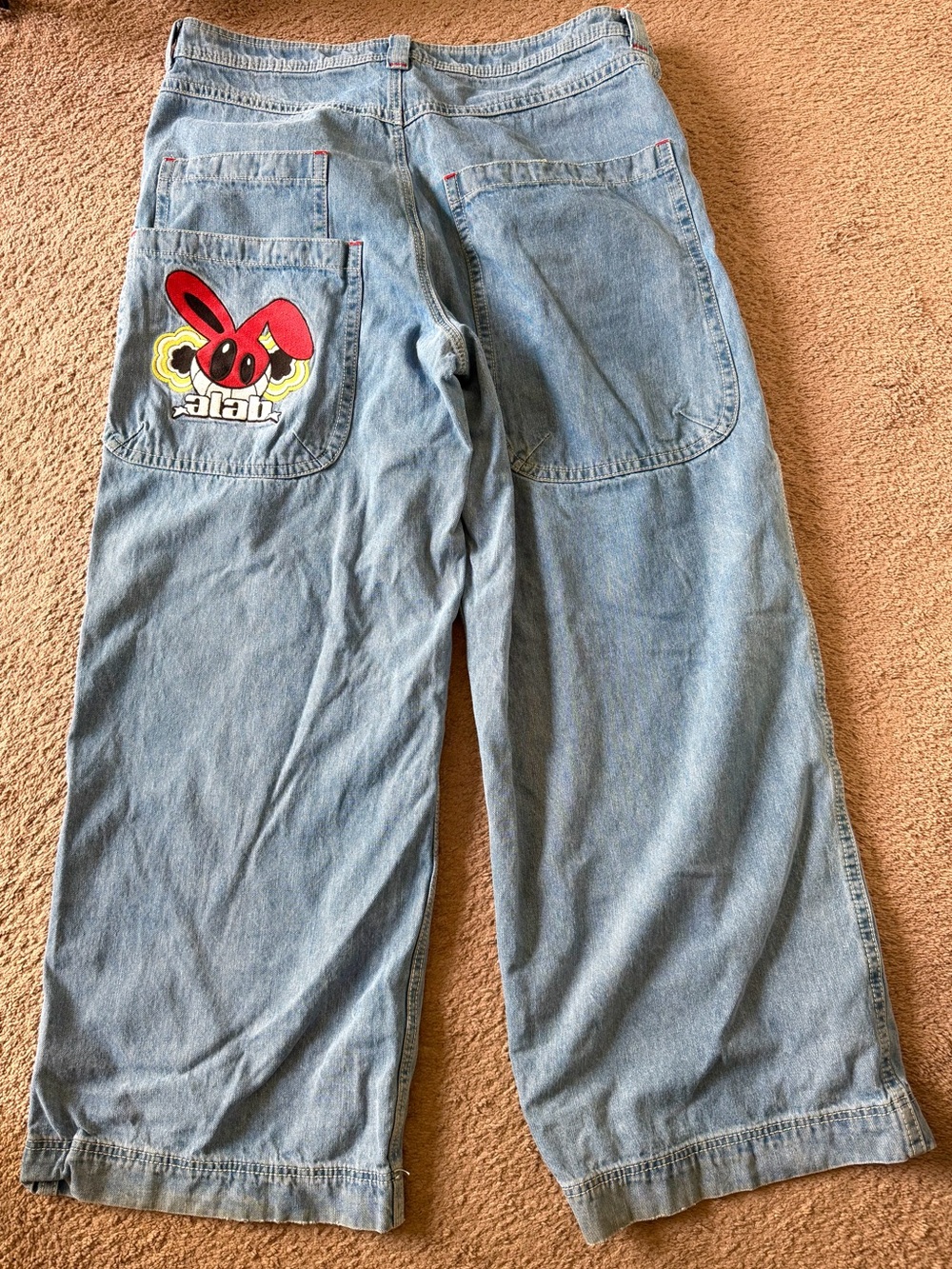 ALAB Jeans Blue Ultra Baggy Wide Leg Mega Rave Grunge Psycho Bunny Y2K
